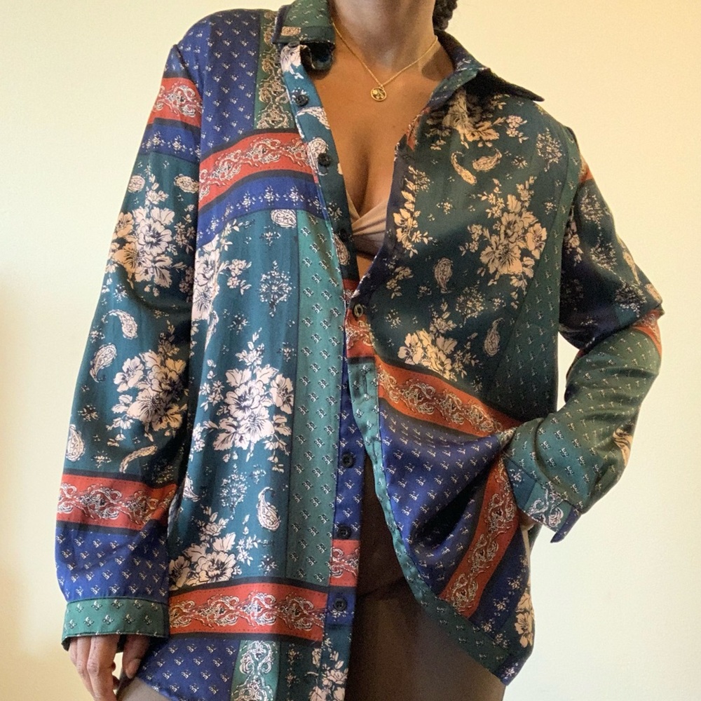 Paisley Satin Button Up Shirt